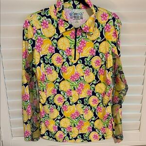 IBKUL Lemon and Floral Print Long Sleeve Shirt